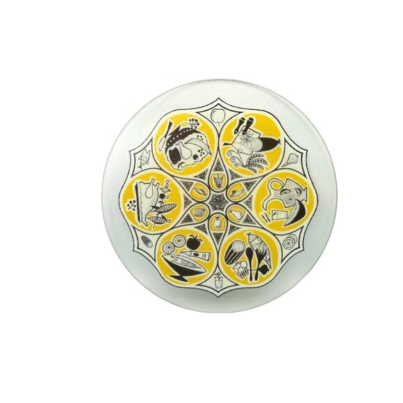 True Vintage MCM Round Glass Cutting Board Trivet - Picture 2 of 7